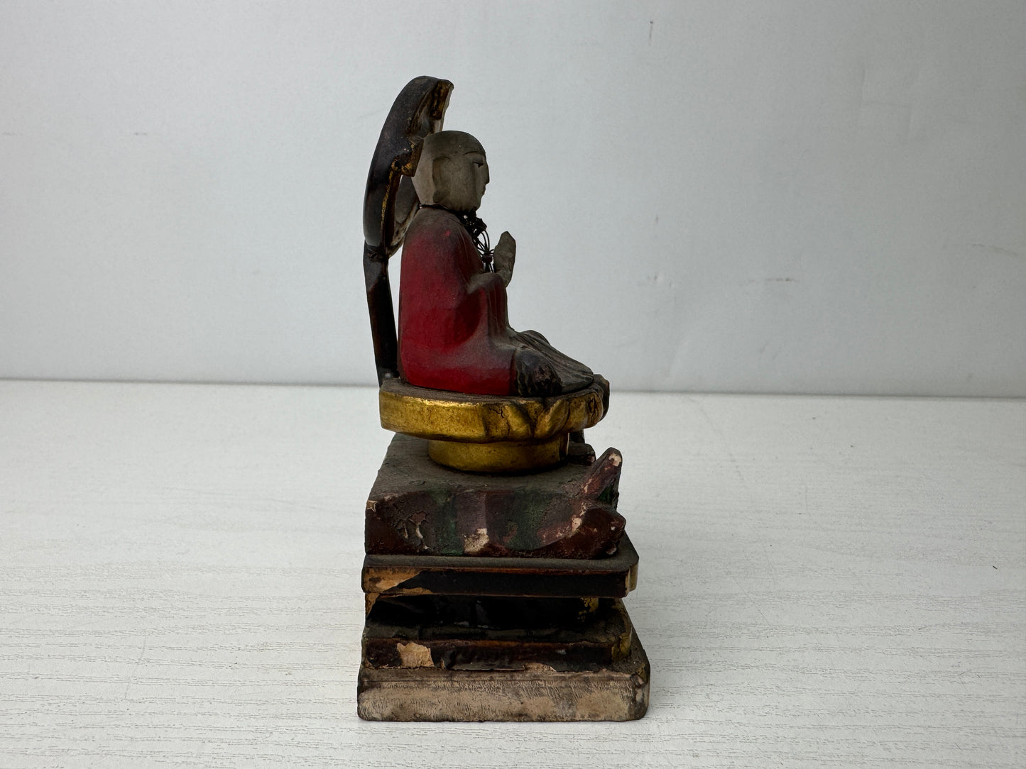 Y9877 STATUE wood carving Jizo Bodhisattva figurine Japan antique Buddhism