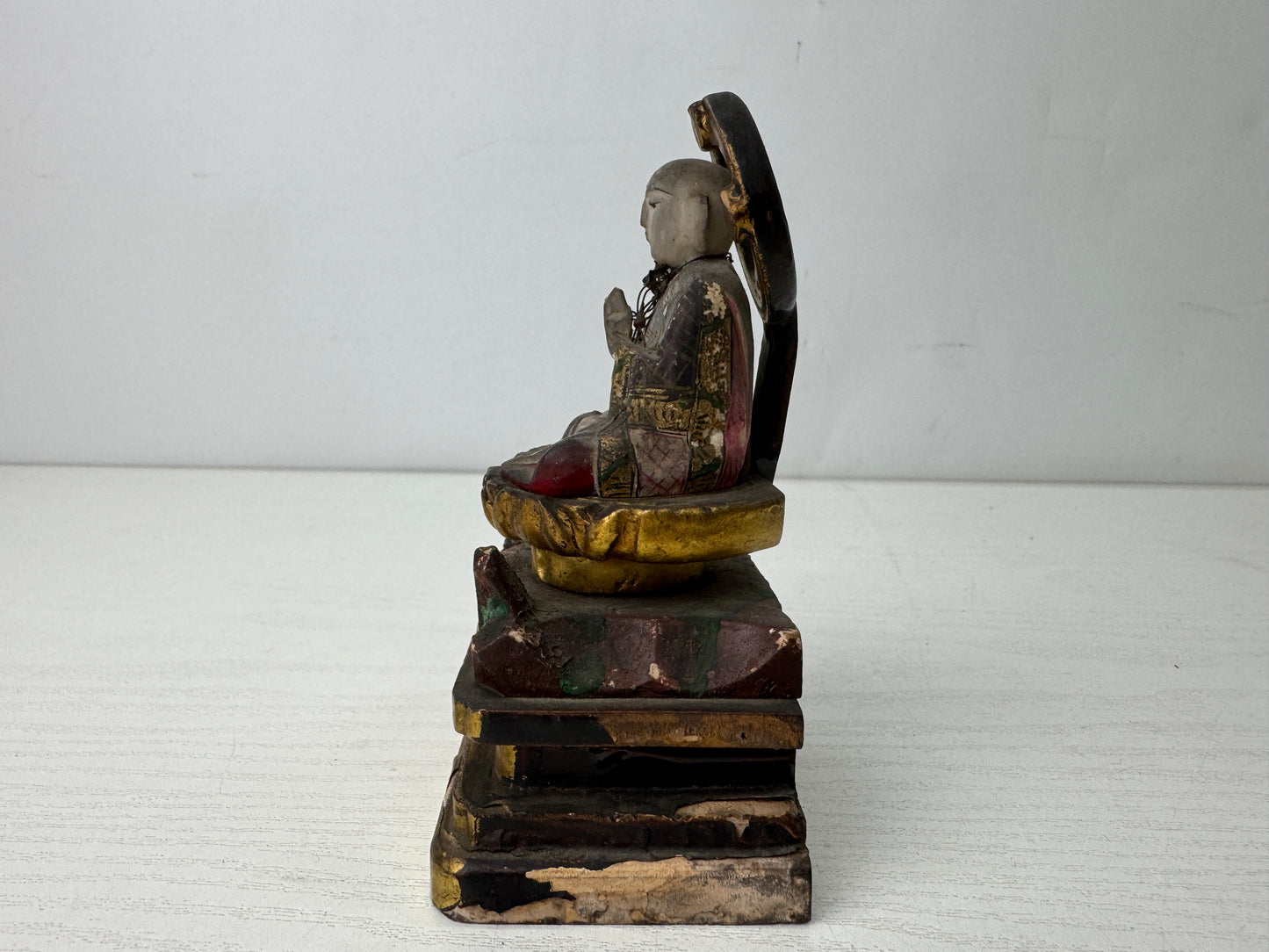 Y9877 STATUE wood carving Jizo Bodhisattva figurine Japan antique Buddhism