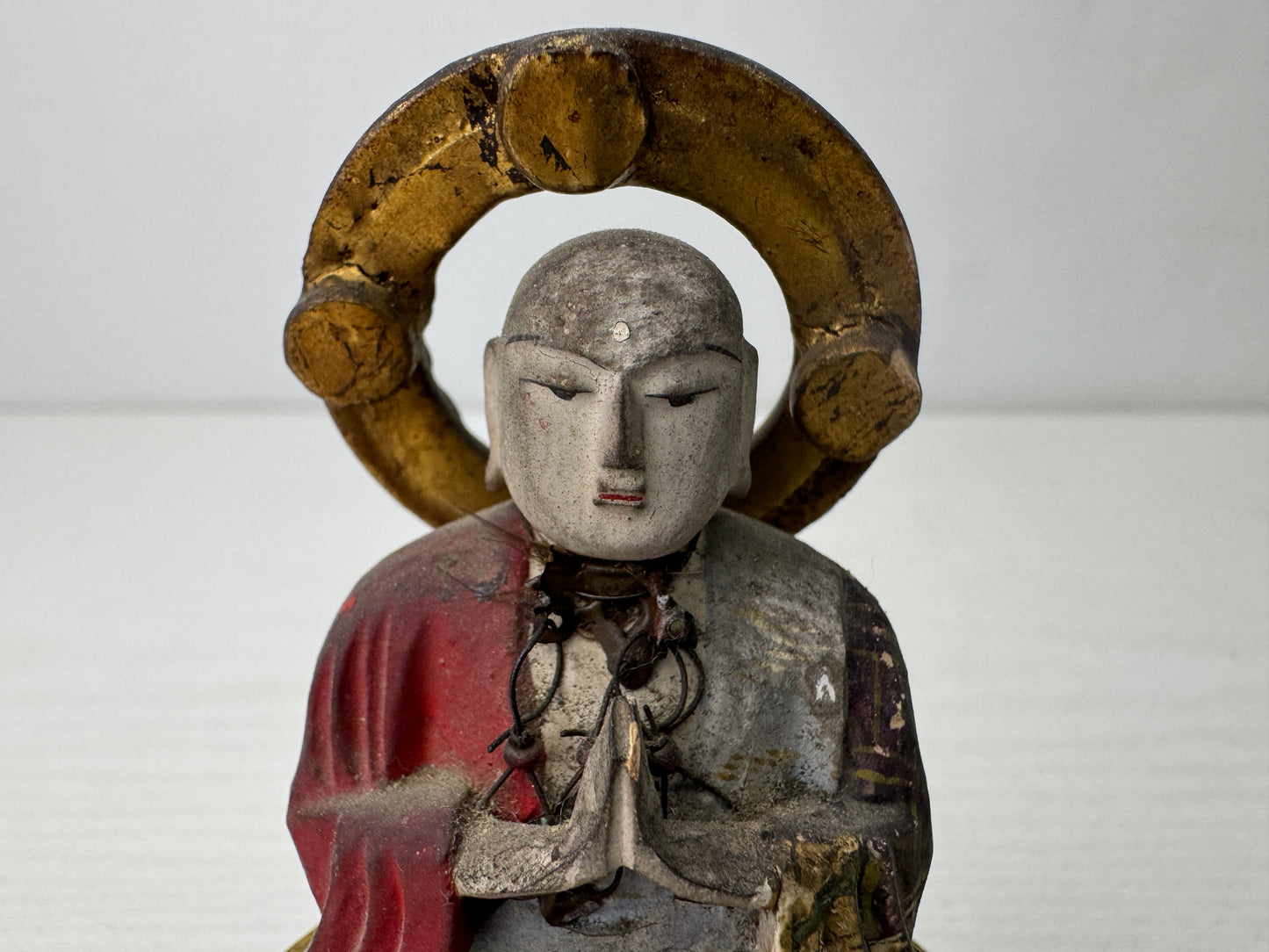 Y9877 STATUE wood carving Jizo Bodhisattva figurine Japan antique Buddhism