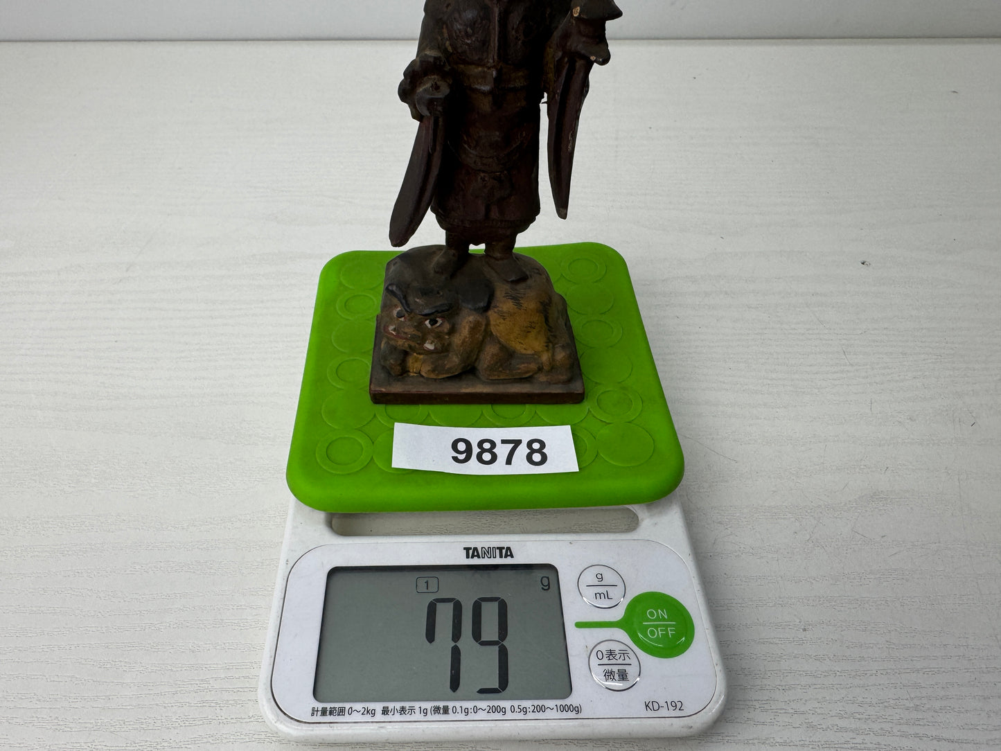 Y9878 STATUE wood carving Monju Manjusri Bodhisattva figurine Japan antique
