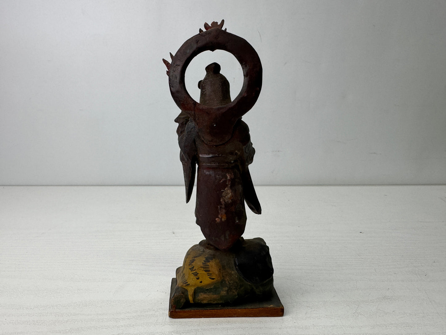 Y9878 STATUE wood carving Monju Manjusri Bodhisattva figurine Japan antique