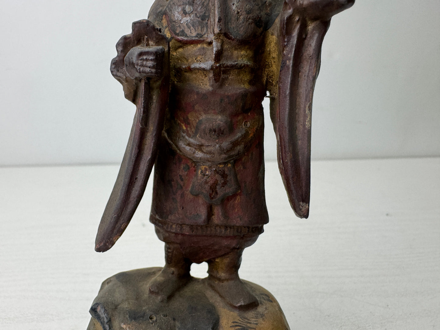 Y9878 STATUE wood carving Monju Manjusri Bodhisattva figurine Japan antique