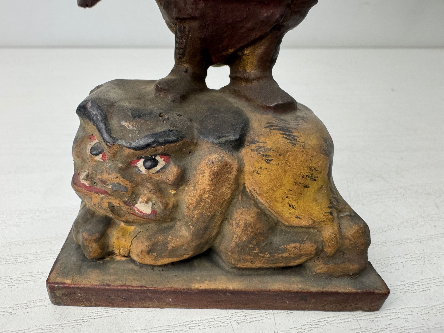 Y9878 STATUE wood carving Monju Manjusri Bodhisattva figurine Japan antique