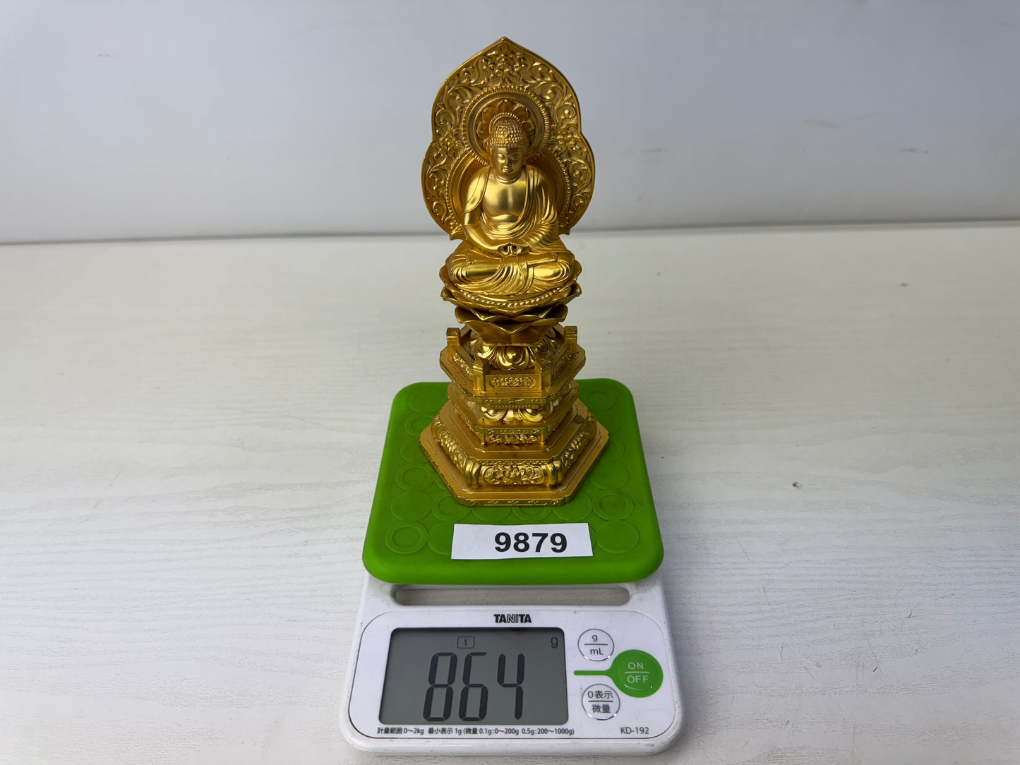 Y9879 STATUE seated Shaka Nyorai Buddha figurine signed Japan antique Buddhism