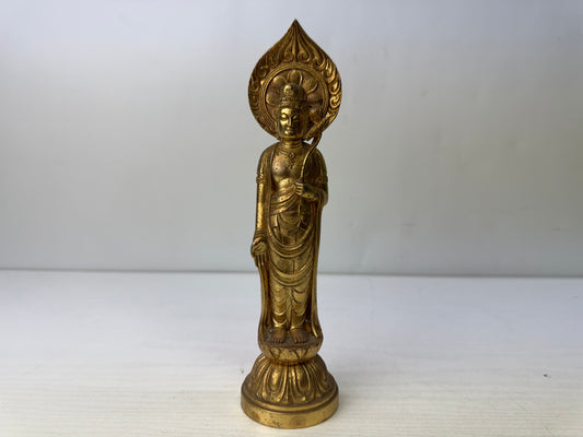 Y9880 STATUE metal Sho Kannon Bodhisattva Buddha figurine Japan antique Buddhism
