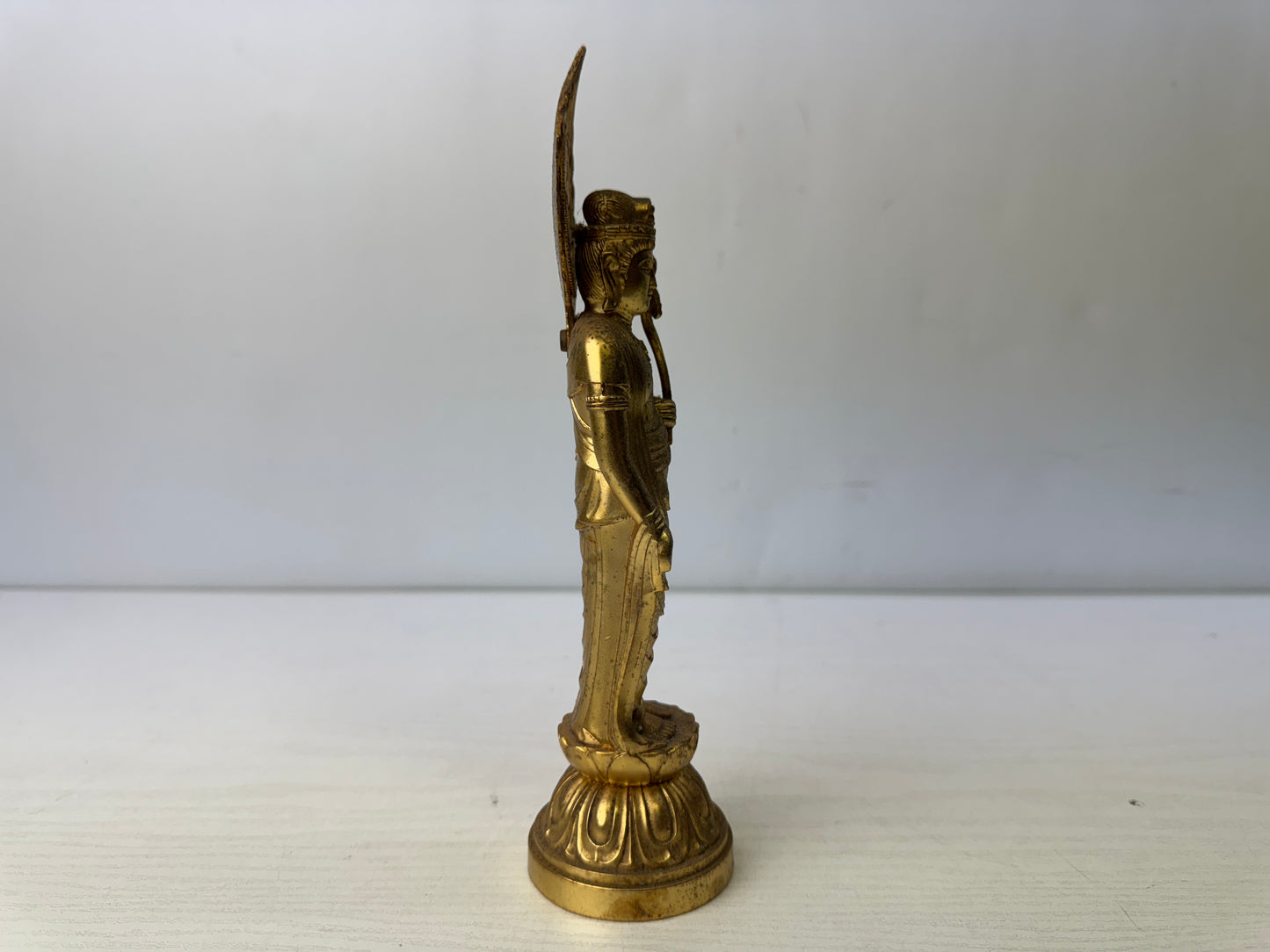 Y9880 STATUE metal Sho Kannon Bodhisattva Buddha figurine Japan antique Buddhism