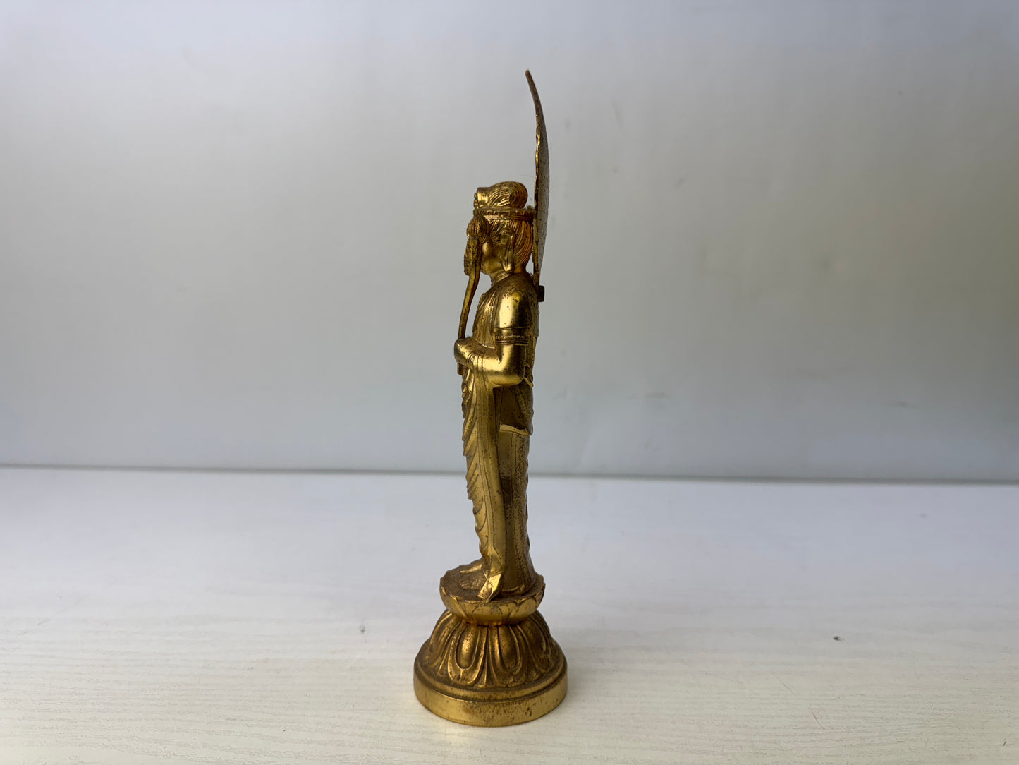 Y9880 STATUE metal Sho Kannon Bodhisattva Buddha figurine Japan antique Buddhism