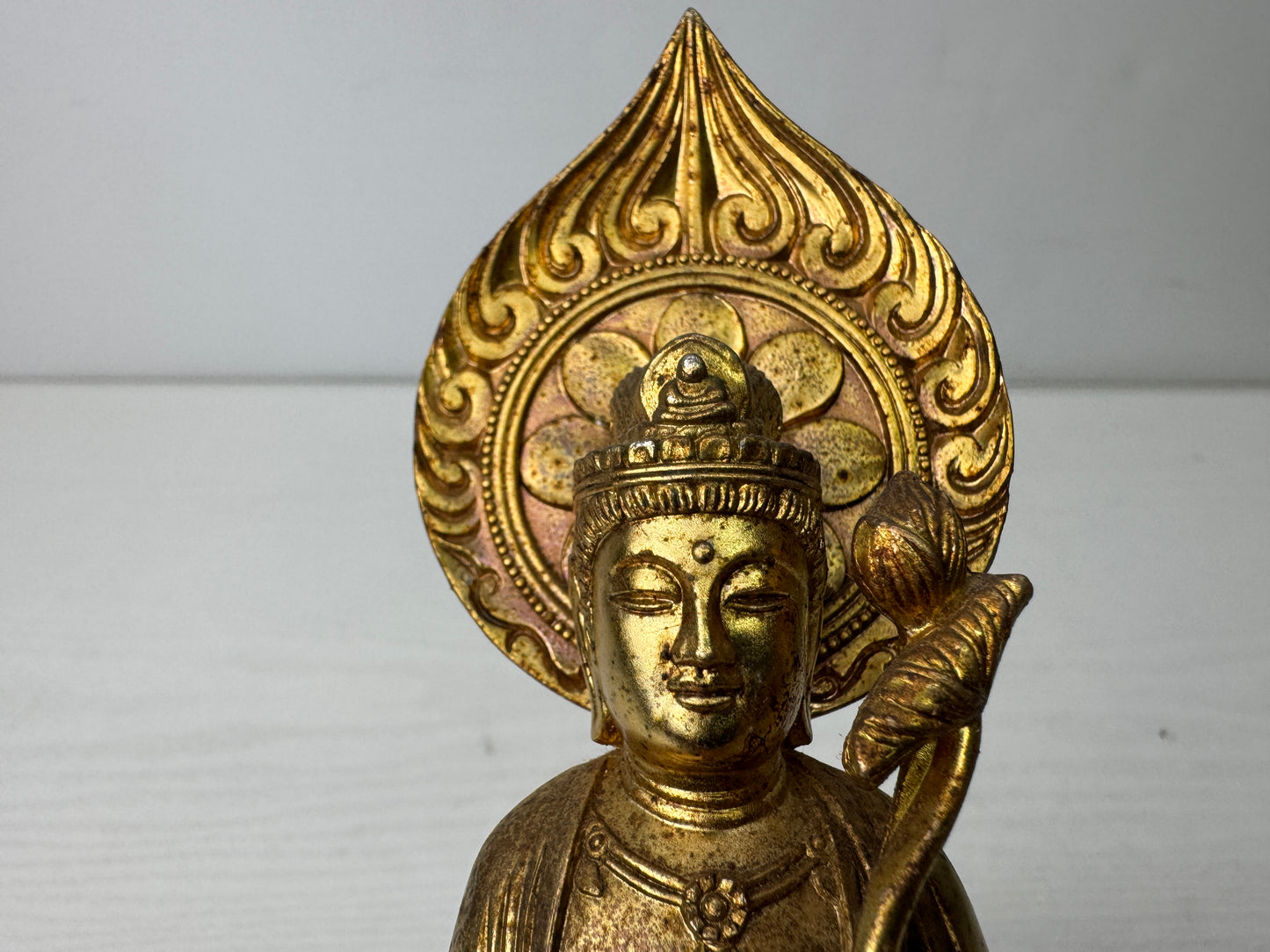 Y9880 STATUE metal Sho Kannon Bodhisattva Buddha figurine Japan antique Buddhism