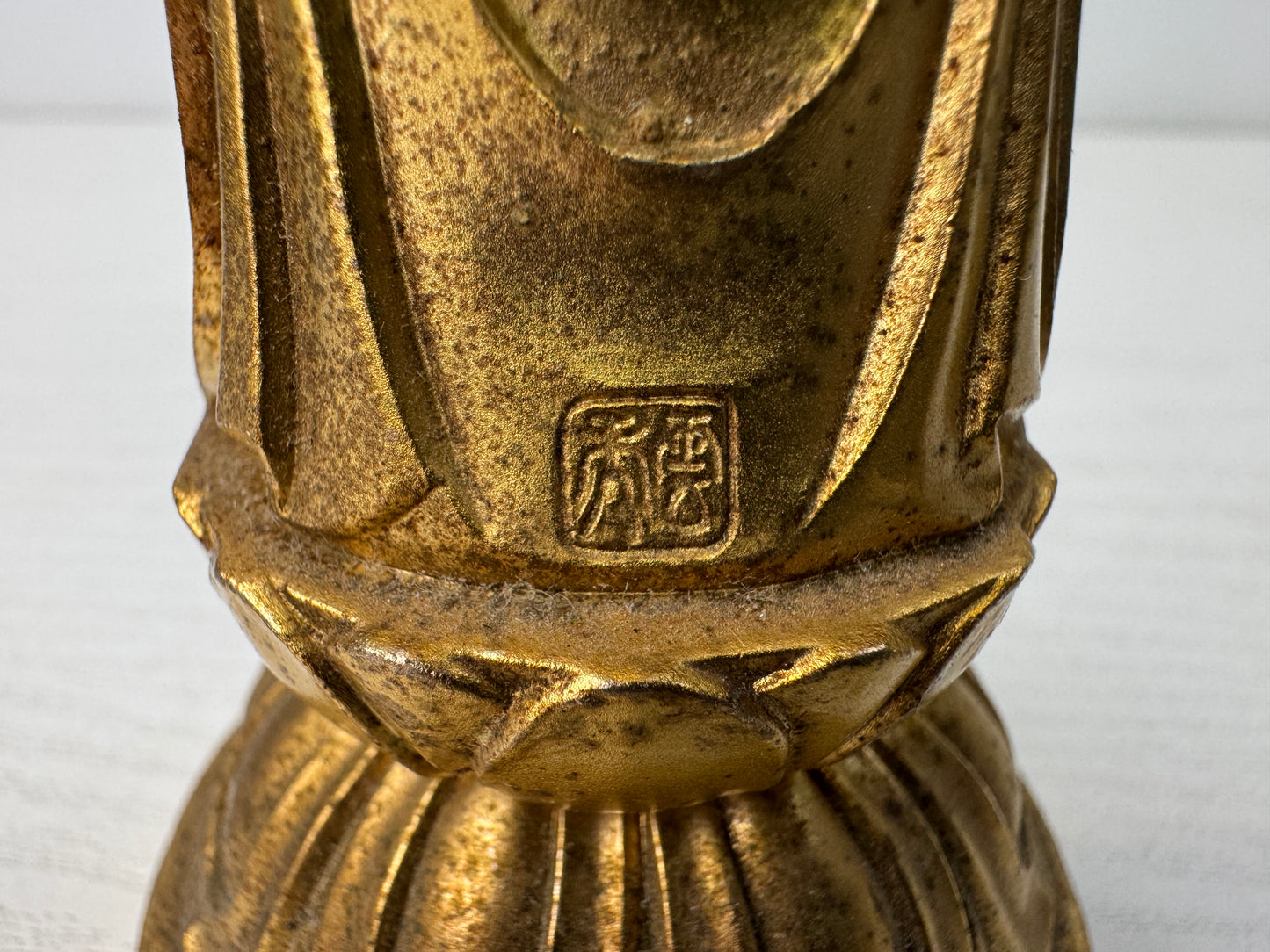 Y9880 STATUE metal Sho Kannon Bodhisattva Buddha figurine Japan antique Buddhism