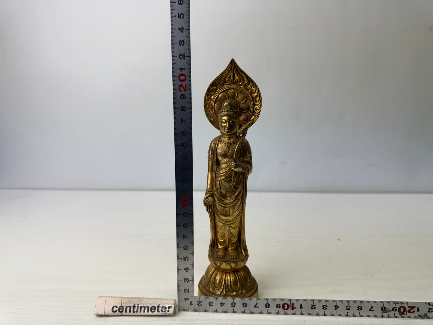 Y9880 STATUE metal Sho Kannon Bodhisattva Buddha figurine Japan antique Buddhism