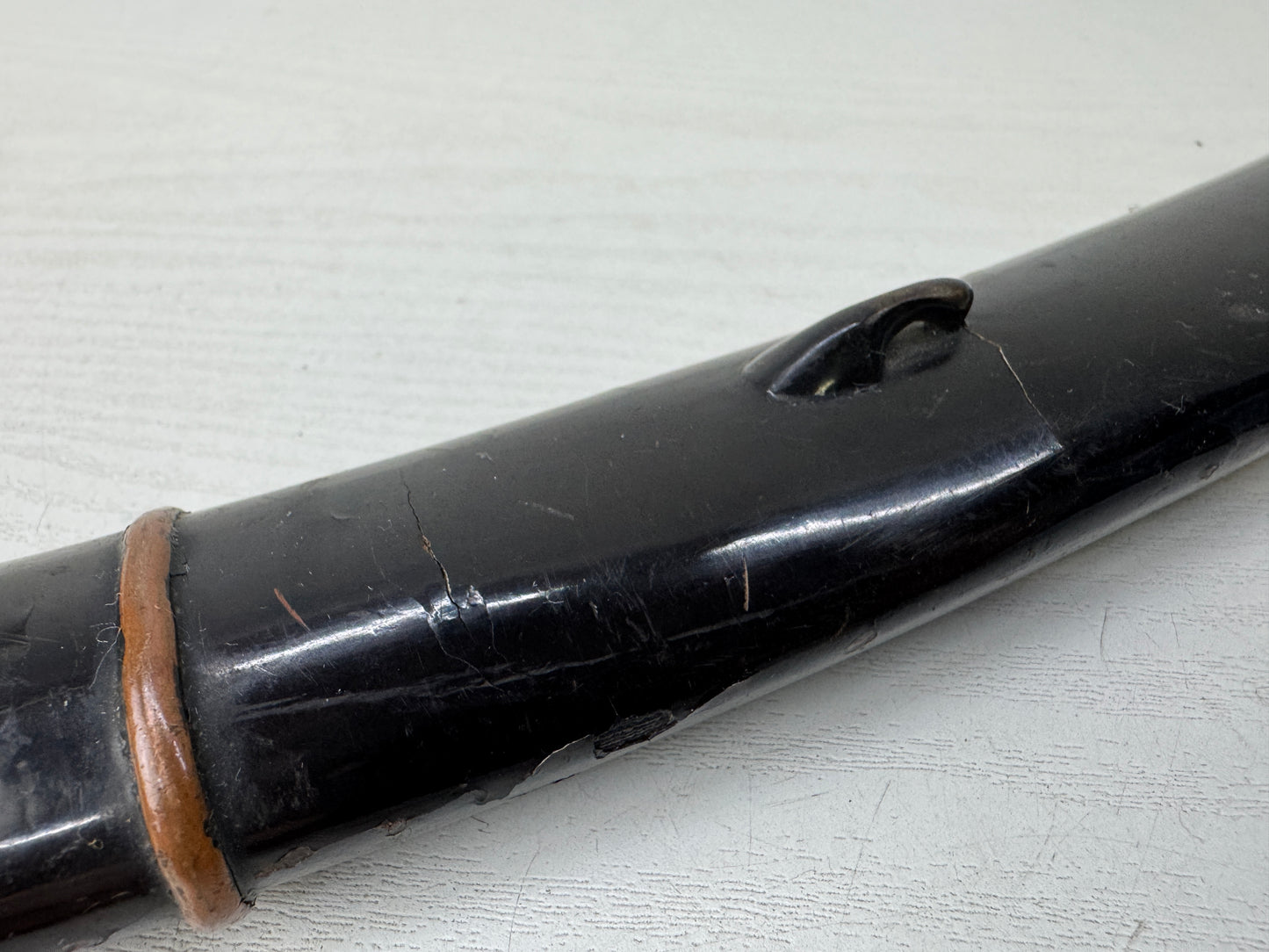 Y9889 SAYA black lacquer scabbard metal fittings Japan antique samurai katana