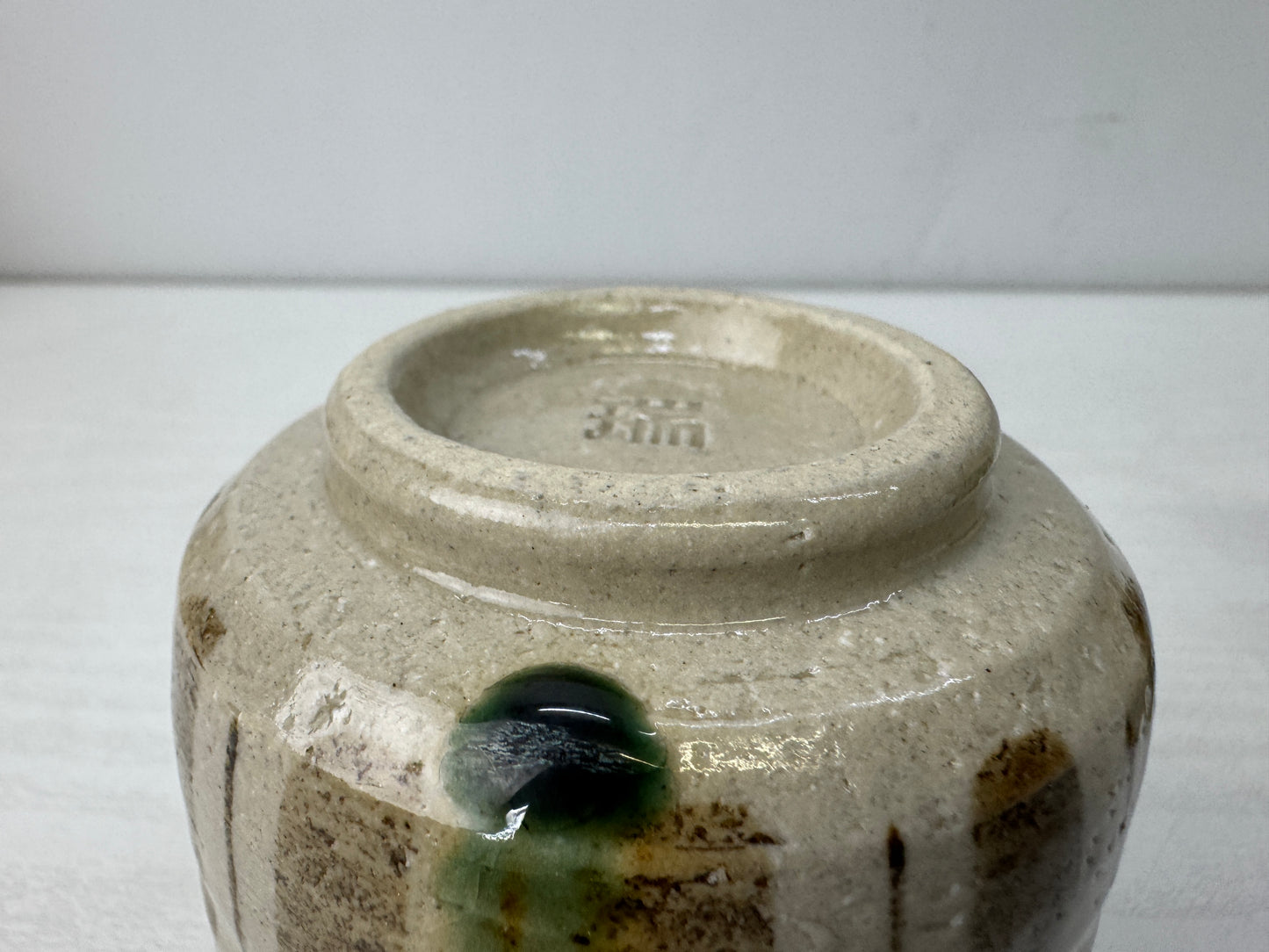 Y9901 YUNOMI Oribe-ware teacups set of 2 signed box Japan antique sencha tea cup