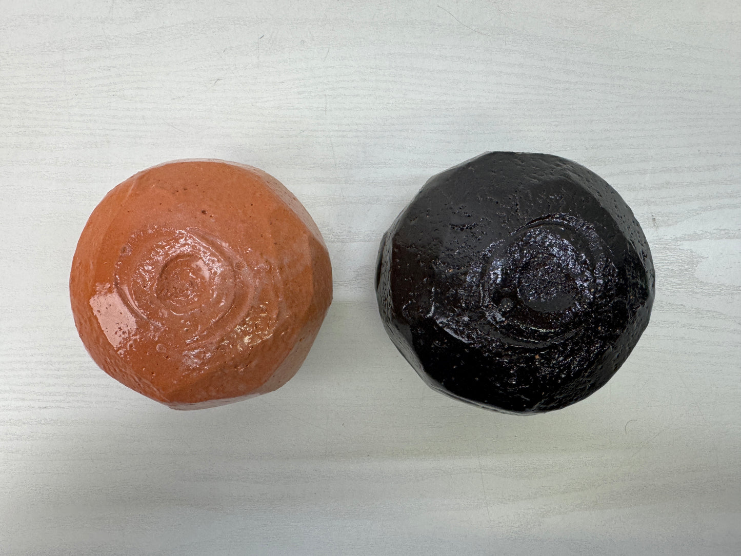 Y9902 CHAWAN Raku-ware bowl signed box beveled edges Japan antique tea ceremony