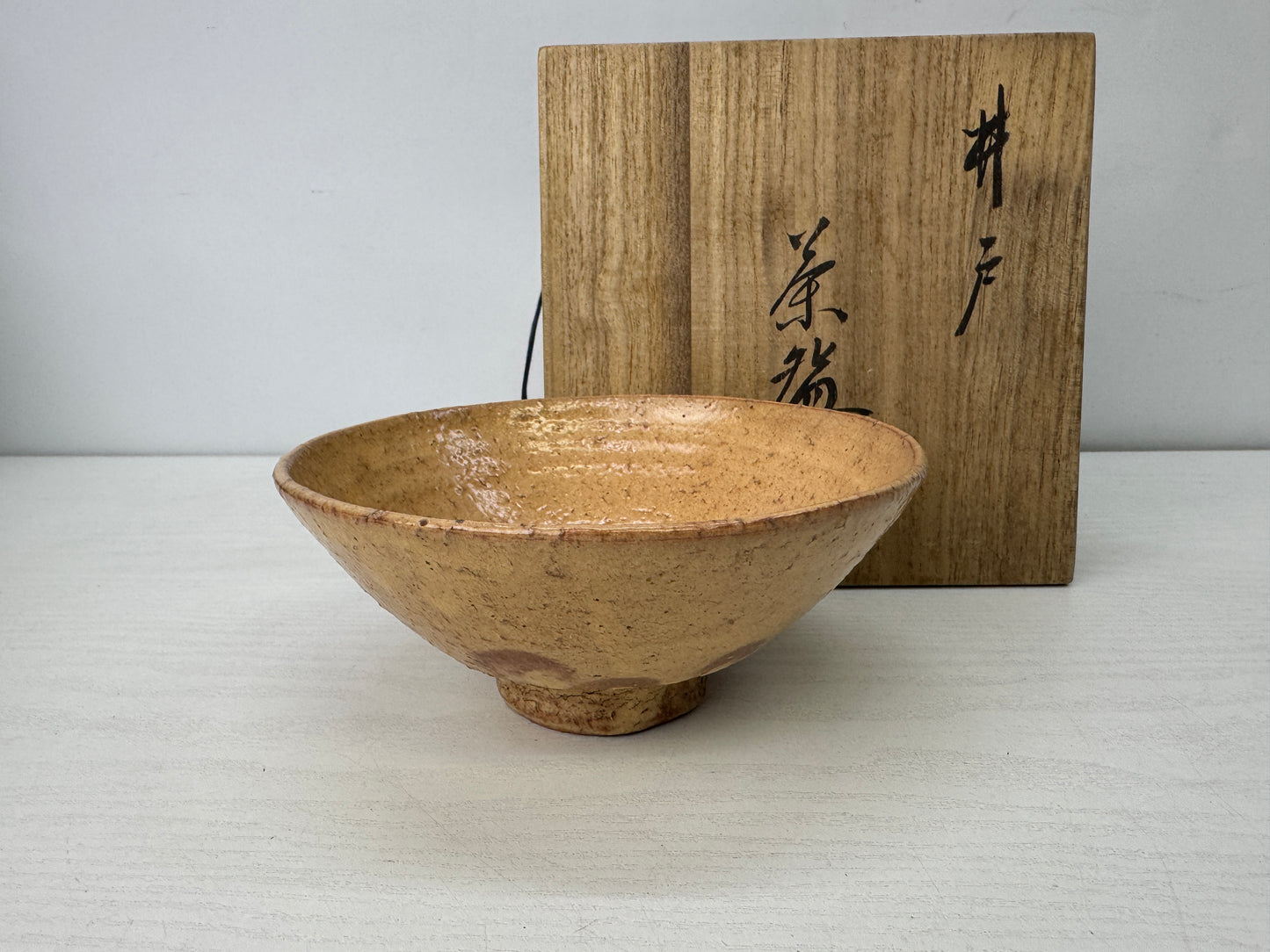 Y9904 CHAWAN Hagi-ware Ido bowl signed box Japan antique tea ceremony pottery