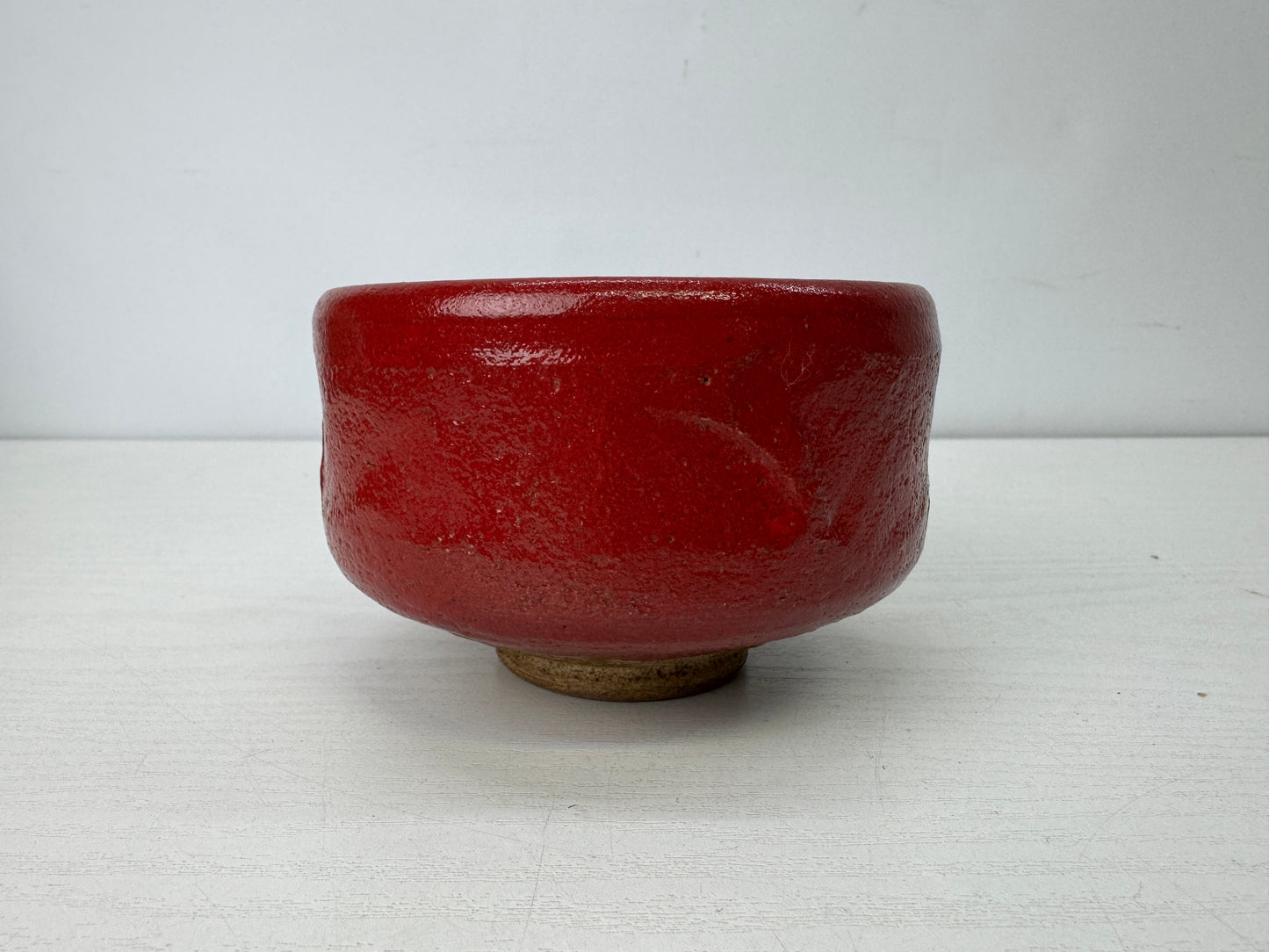 Y9908 CHAWAN Seto-ware bright red bowl signed box Japan antique tea ceremony cup