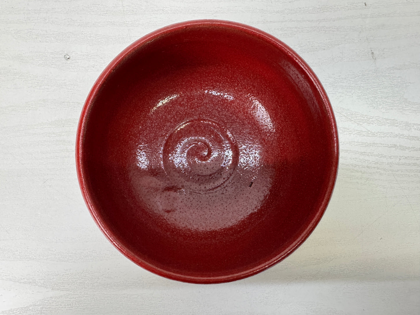 Y9908 CHAWAN Seto-ware bright red bowl signed box Japan antique tea ceremony cup