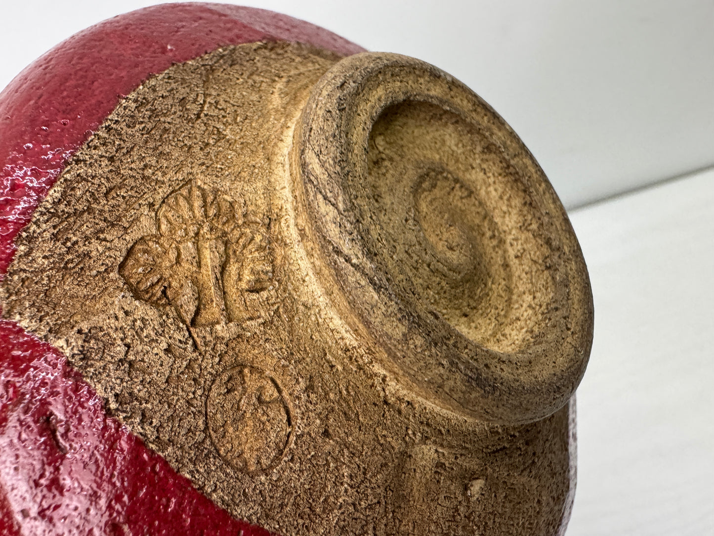 Y9908 CHAWAN Seto-ware bright red bowl signed box Japan antique tea ceremony cup