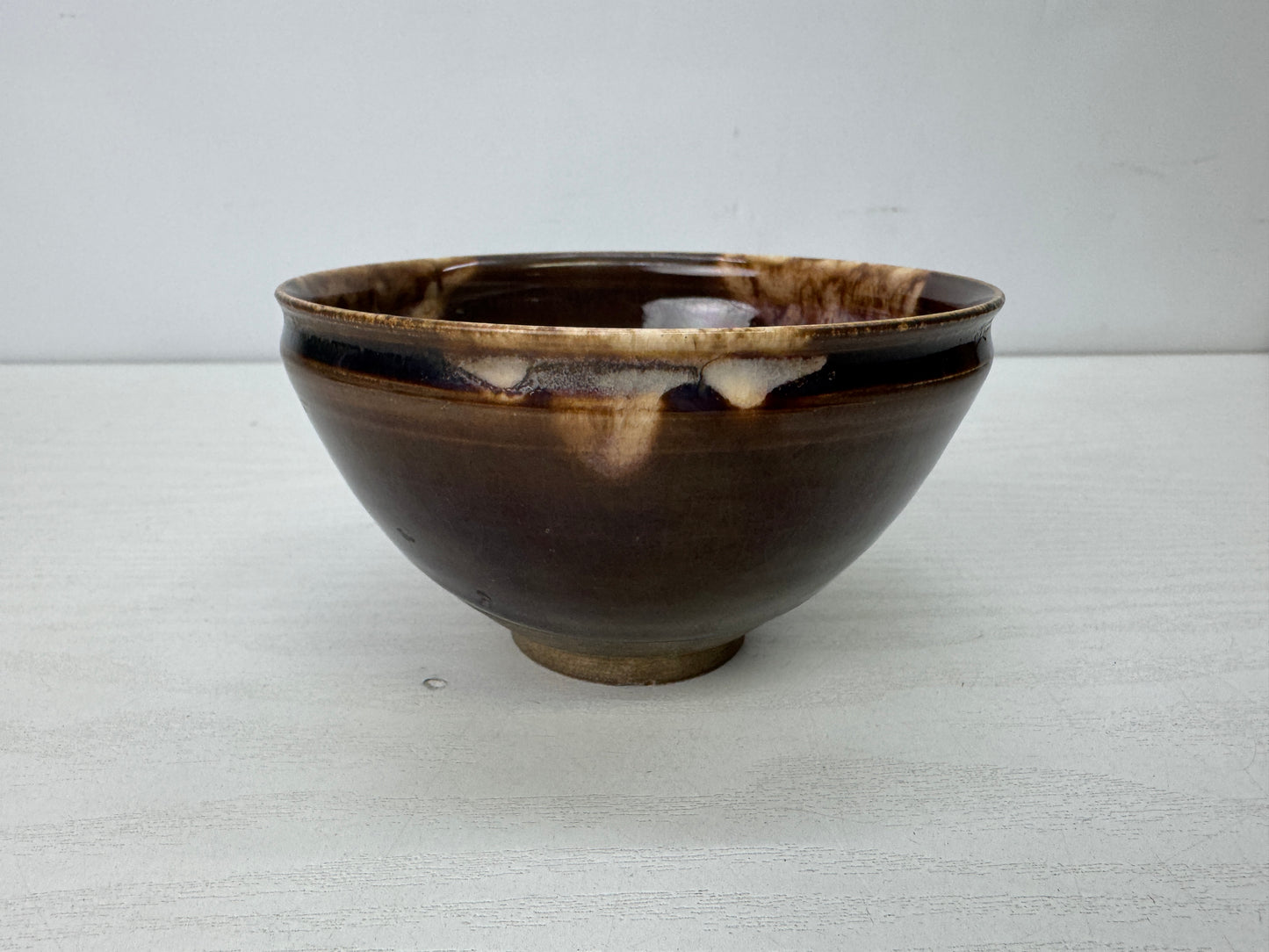 Y9909 CHAWAN Tenmoku bowl signed box Japan antique tea ceremony pottery cup