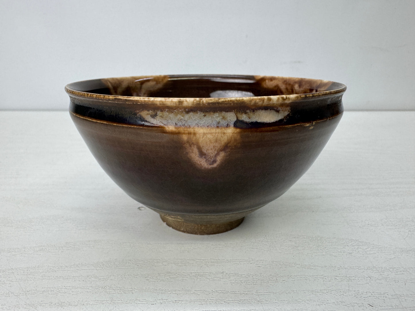 Y9909 CHAWAN Tenmoku bowl signed box Japan antique tea ceremony pottery cup