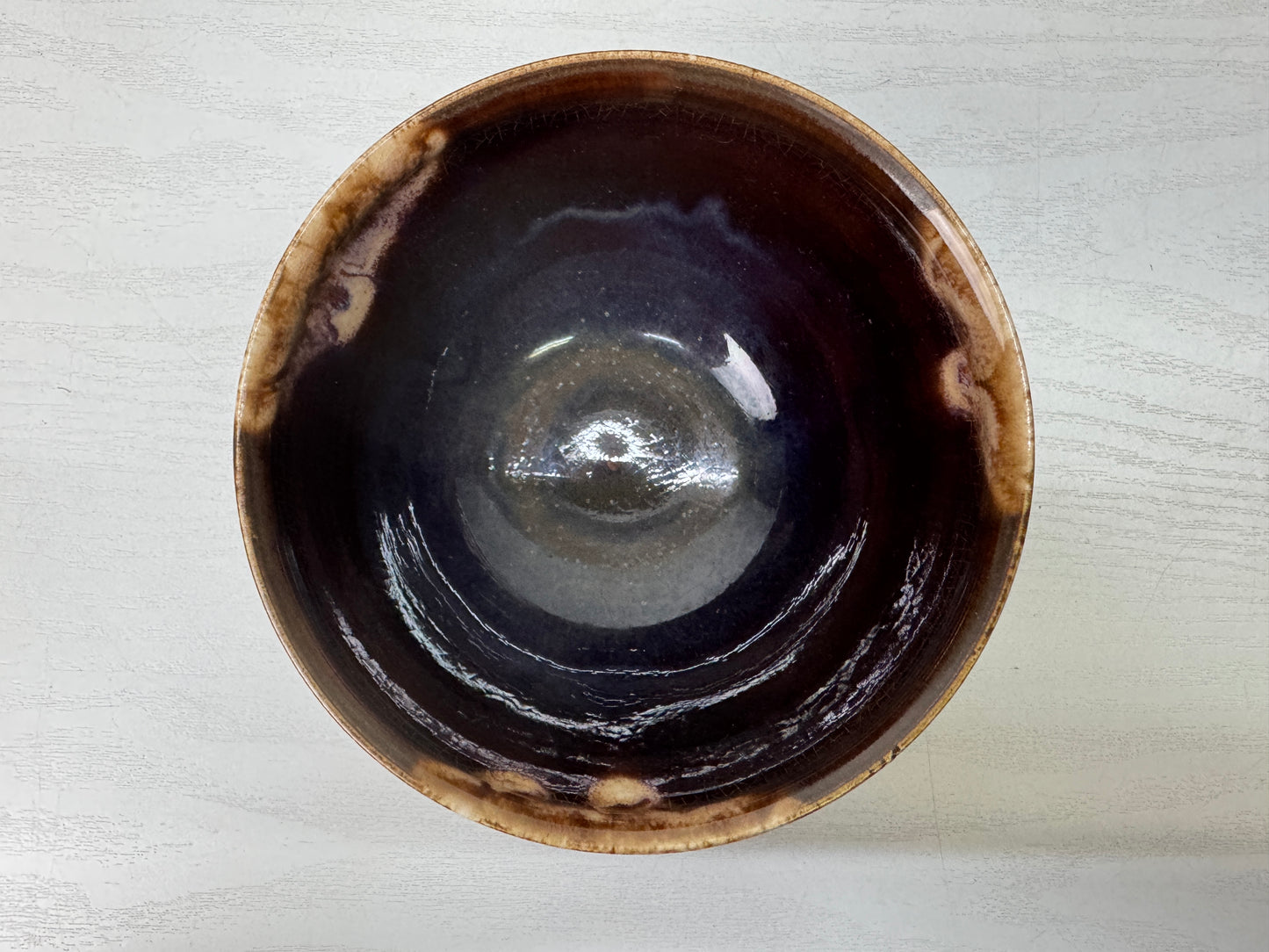 Y9909 CHAWAN Tenmoku bowl signed box Japan antique tea ceremony pottery cup