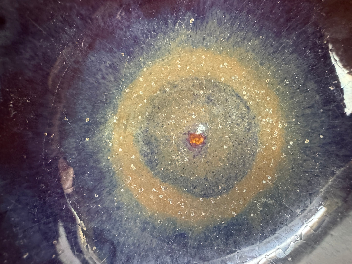 Y9909 CHAWAN Tenmoku bowl signed box Japan antique tea ceremony pottery cup