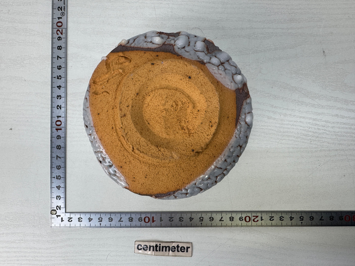 Y9911 CHAWAN Shino-ware bowl signed box Japan antique tea ceremony pottery cup