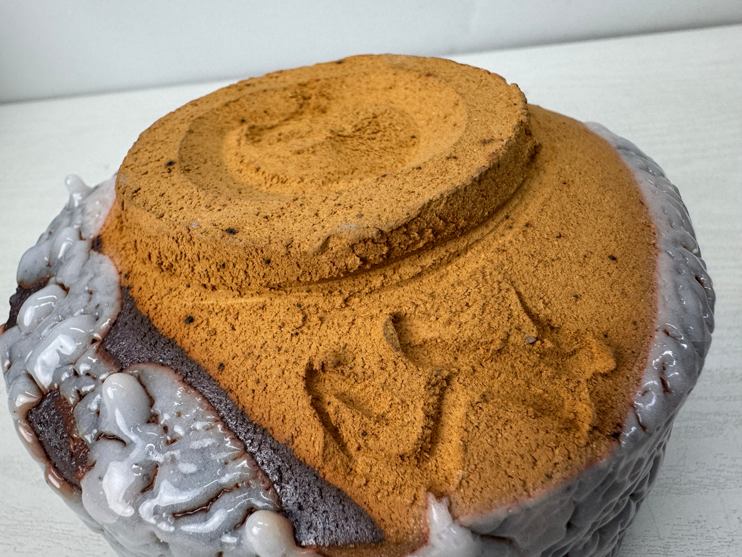 Y9911 CHAWAN Shino-ware bowl signed box Japan antique tea ceremony pottery cup