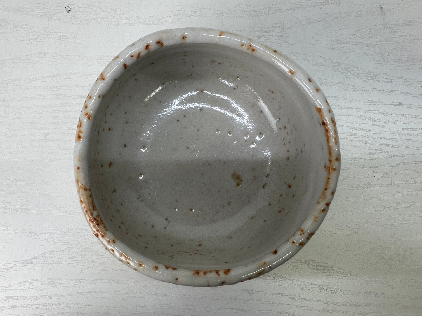 Y9912 CHAWAN Shino-ware bowl signed box Japan antique tea ceremony pottery cup