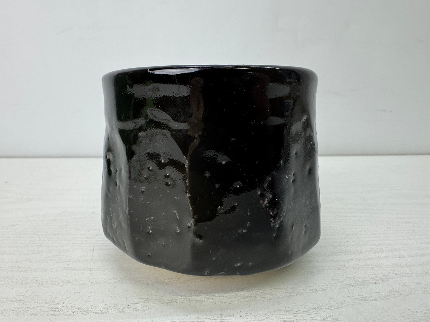 Y9913 CHAWAN Seto-ware black bowl signed box Japan antique tea ceremony pottery