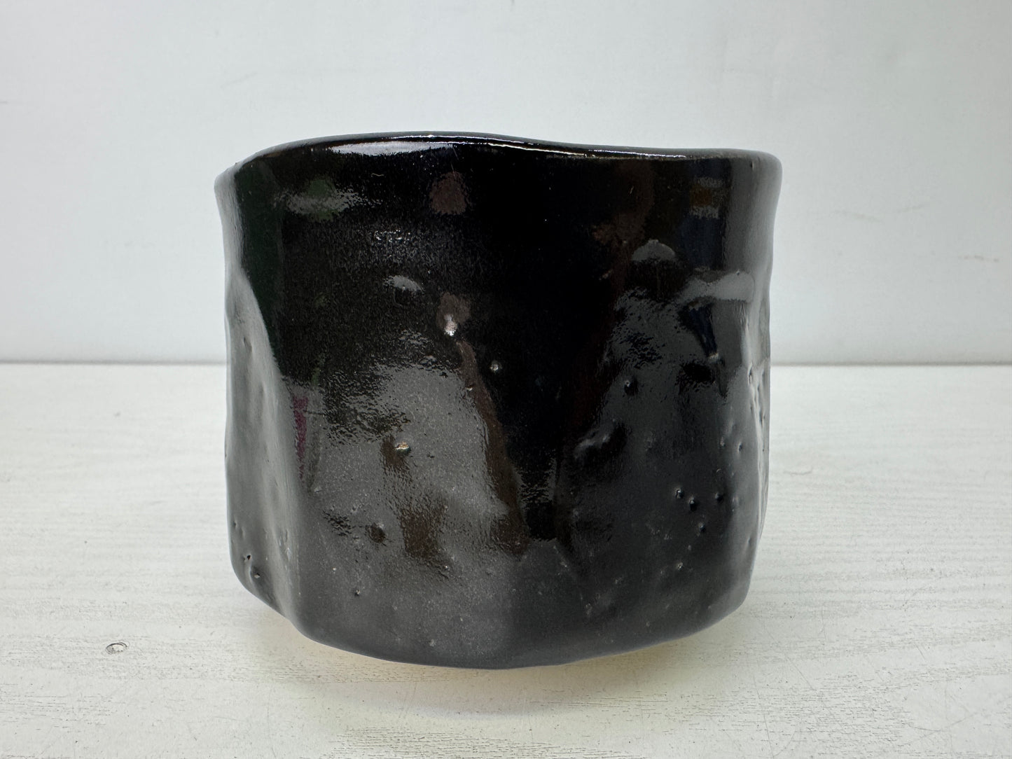 Y9913 CHAWAN Seto-ware black bowl signed box Japan antique tea ceremony pottery