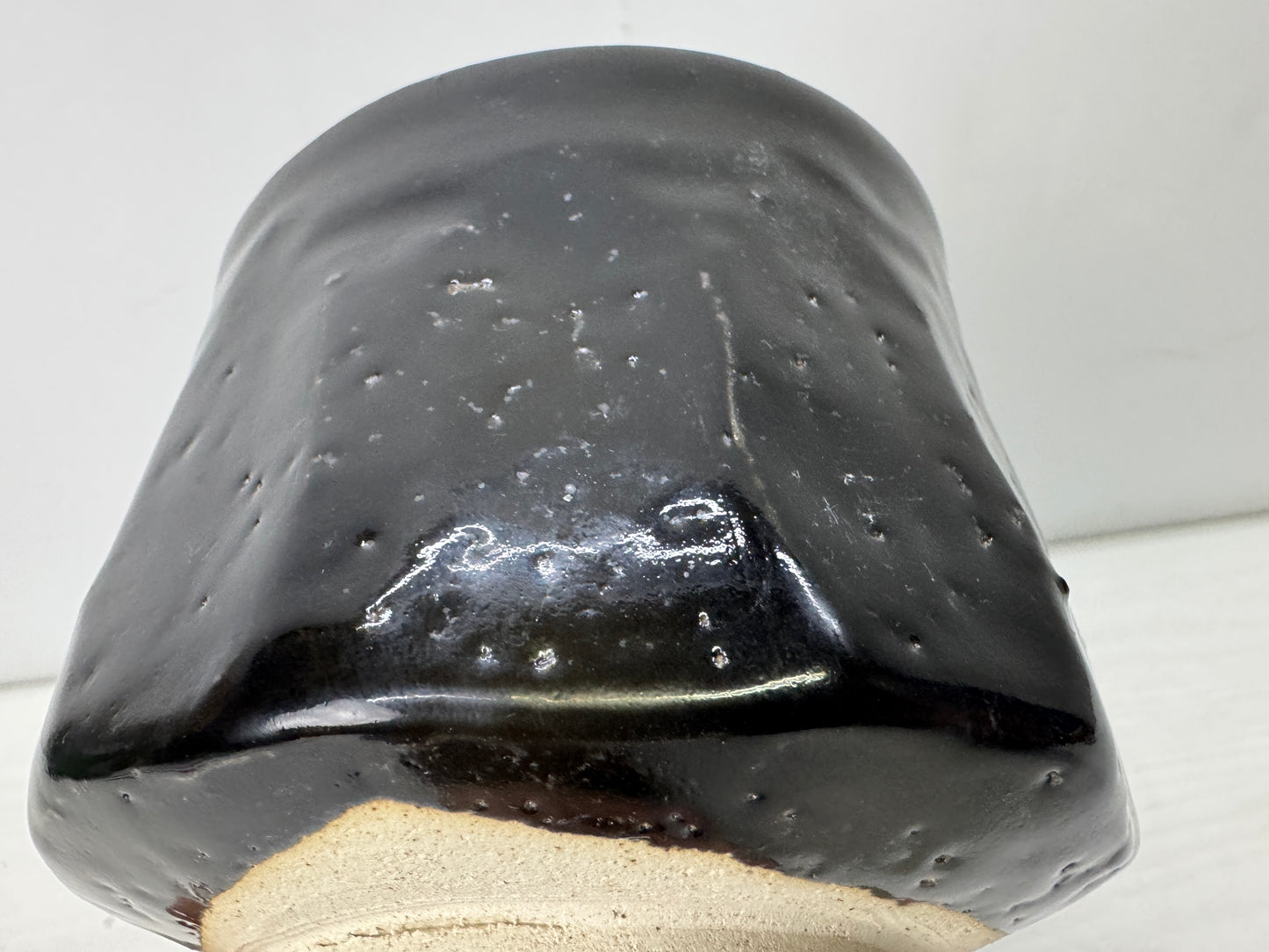 Y9913 CHAWAN Seto-ware black bowl signed box Japan antique tea ceremony pottery