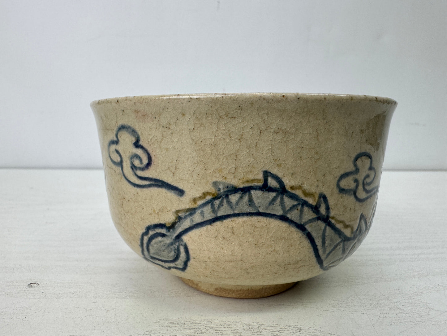 Y9914 CHAWAN Ofuke-ware Dragon bowl signed box Japan antique tea ceremony teacup