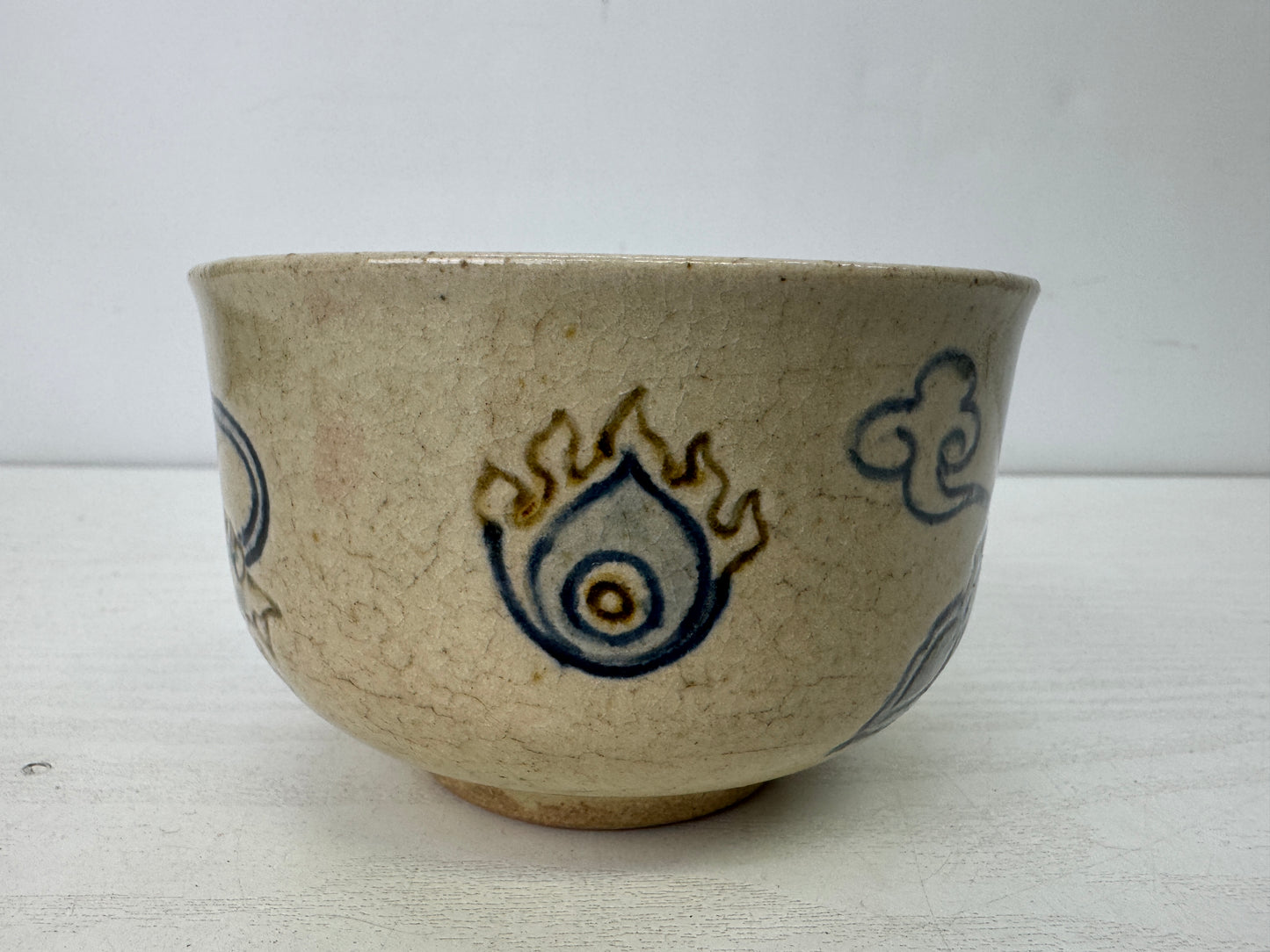 Y9914 CHAWAN Ofuke-ware Dragon bowl signed box Japan antique tea ceremony teacup