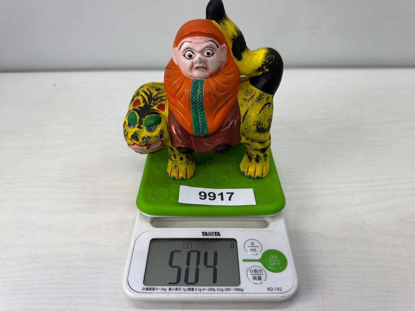 Y9917 NINGYO ceramic Fushimi doll Daruma riding a tiger Japan vintage figurine