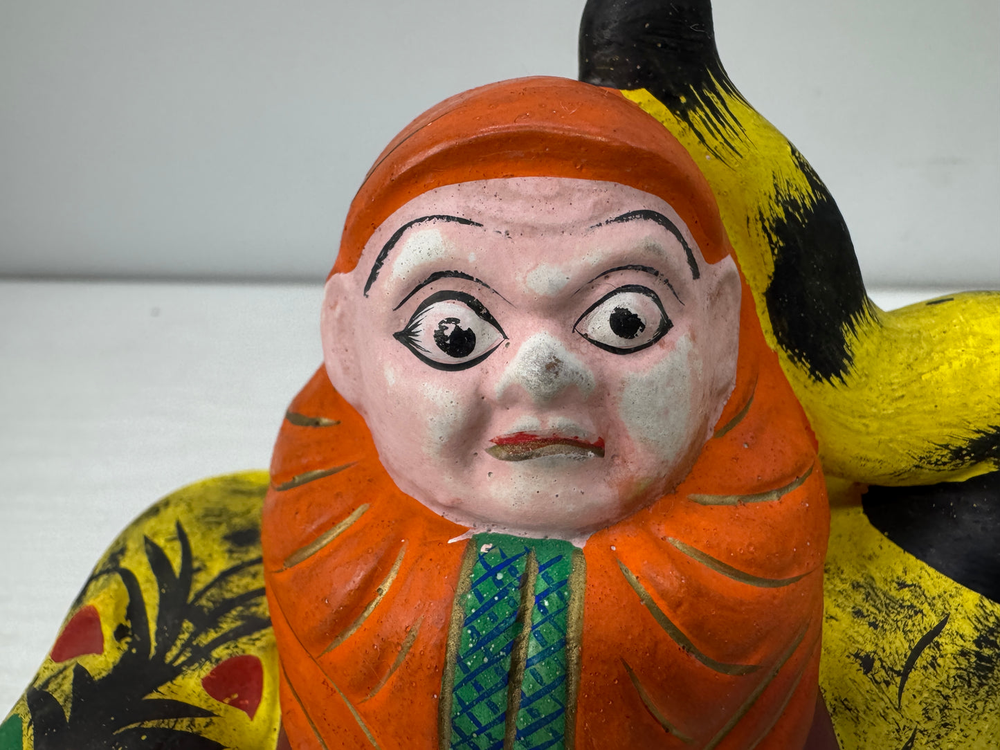 Y9917 NINGYO ceramic Fushimi doll Daruma riding a tiger Japan vintage figurine