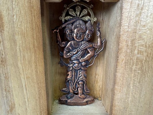 Y9921 STATUE small metal Sanboukoujin figurine shrine Japan antique Buddhism