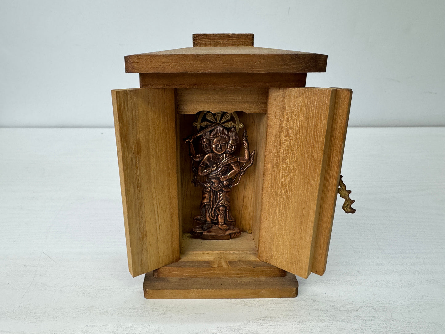 Y9921 STATUE small metal Sanboukoujin figurine shrine Japan antique Buddhism