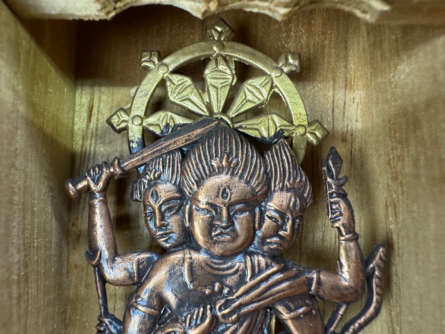 Y9921 STATUE small metal Sanboukoujin figurine shrine Japan antique Buddhism