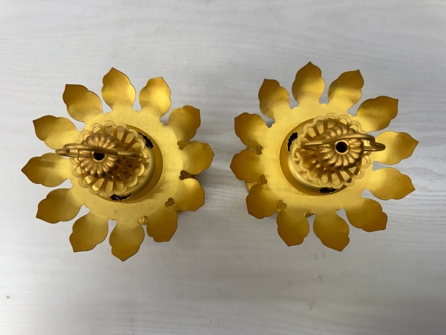 Y9923 TOUROU small golden Hanging lantern pair Japan antique interior lighting