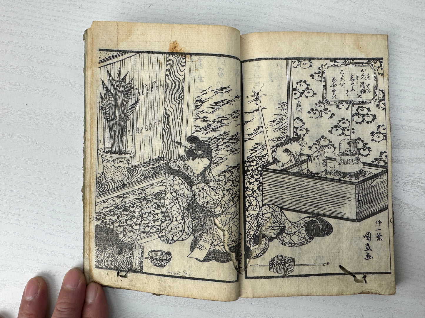 Y9925 WOODBLOCK PRINT Japanese book Edo period signed Japan antique publication