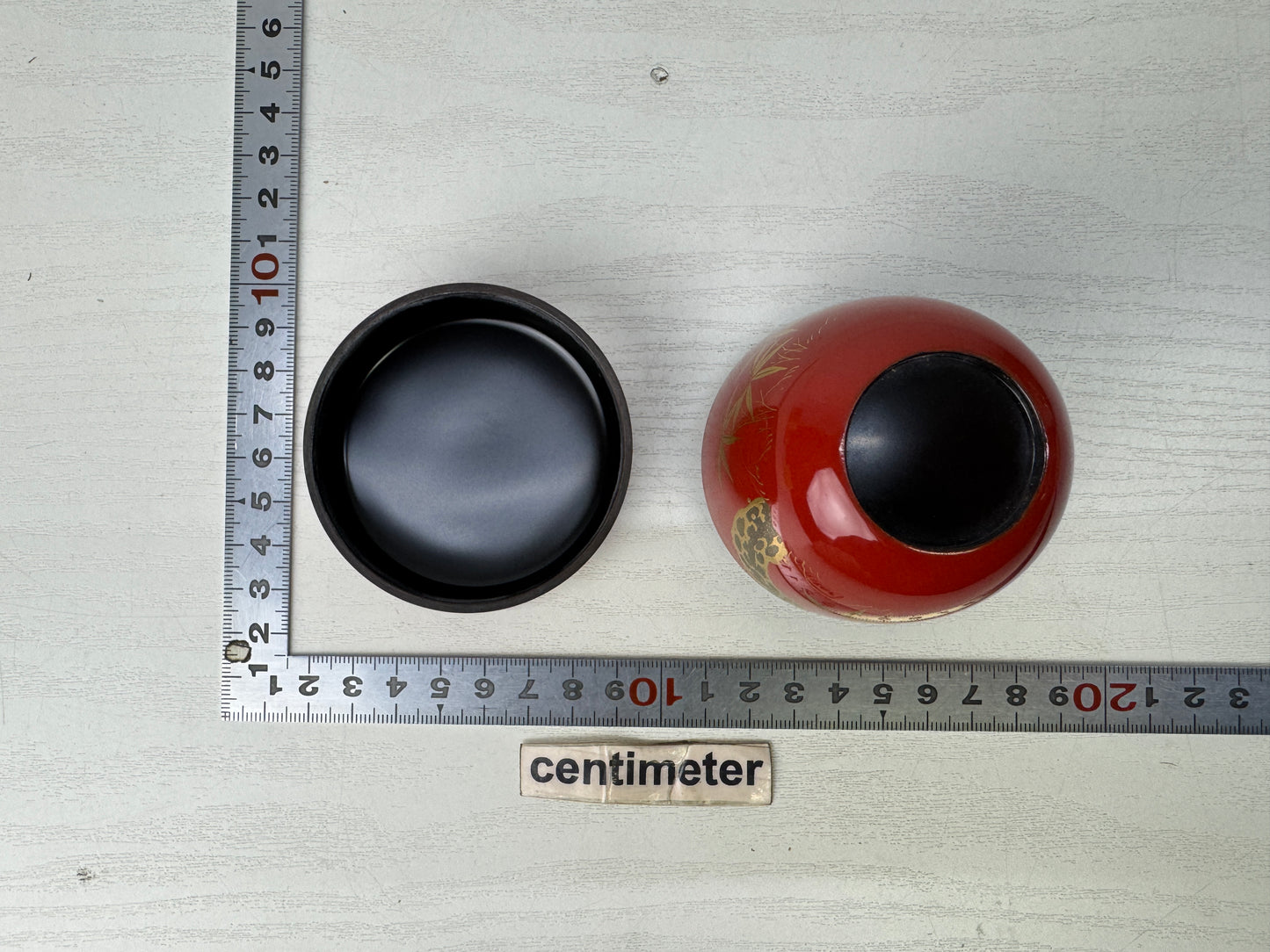 Y9927 TEA CADDY Makie Natsume pine signed box Japan antique matcha container