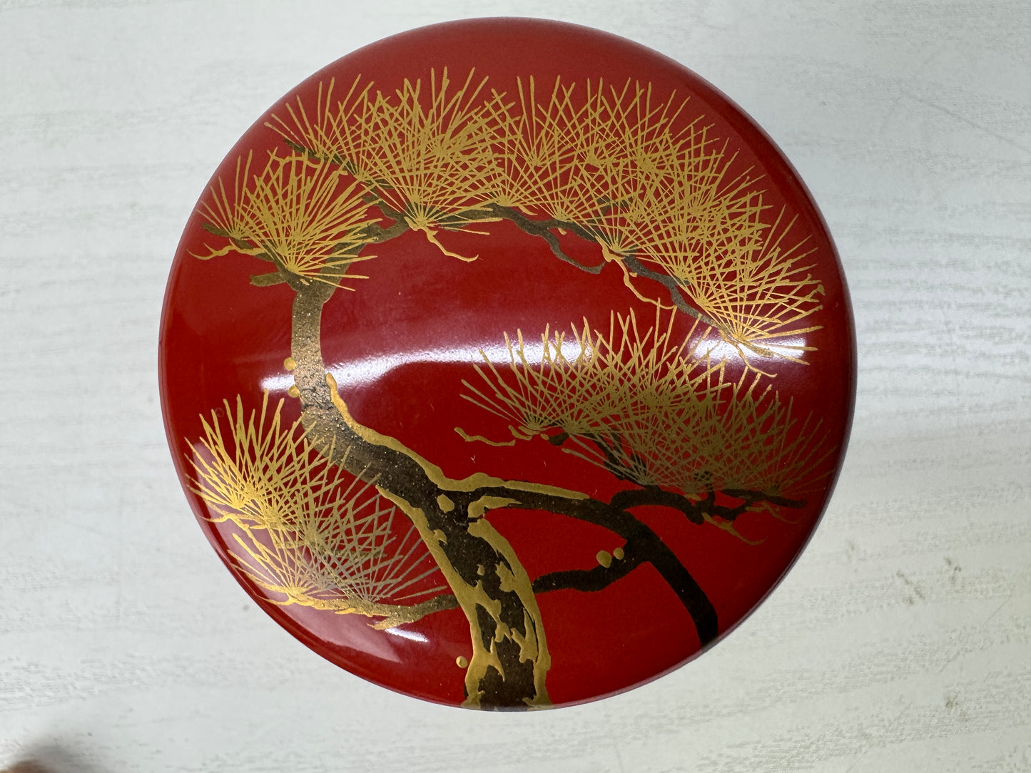 Y9927 TEA CADDY Makie Natsume pine signed box Japan antique matcha container