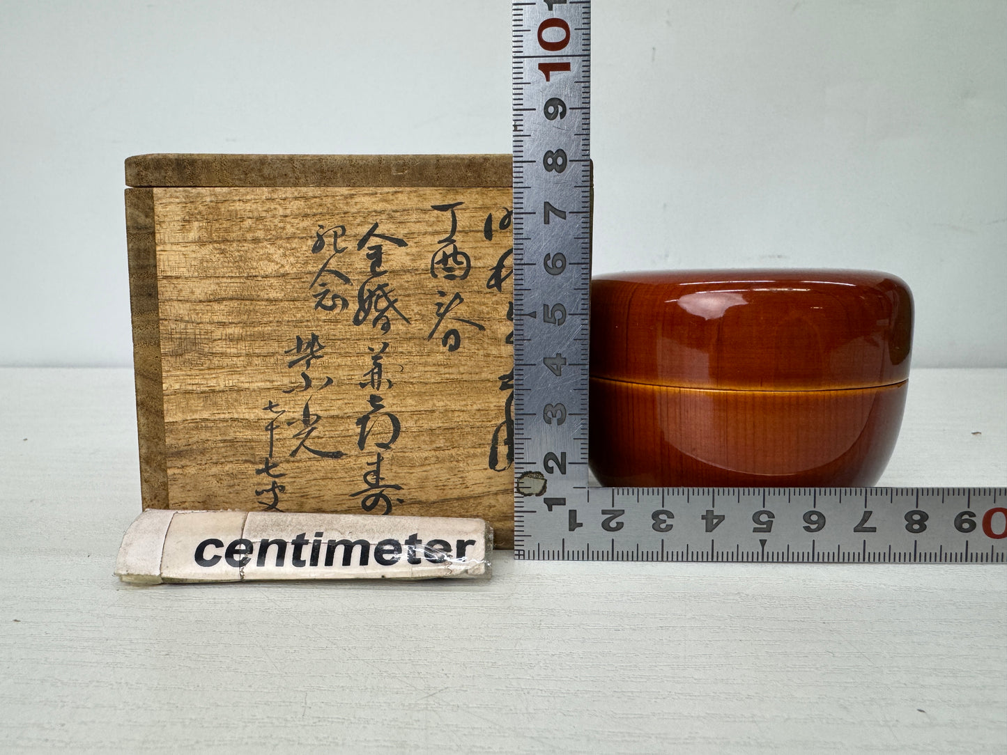 Y9928 TEA CADDY Shunkei lacquer Natsume signed box Japan antique container