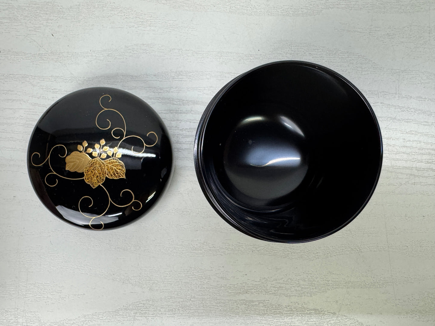 Y9929 TEA CADDY Makie Natsume signed box Japan antique matcha container case