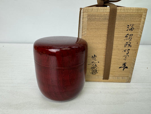 Y9930 TEA CADDY Tame-nuri Natsume signed box Japan antique matcha container