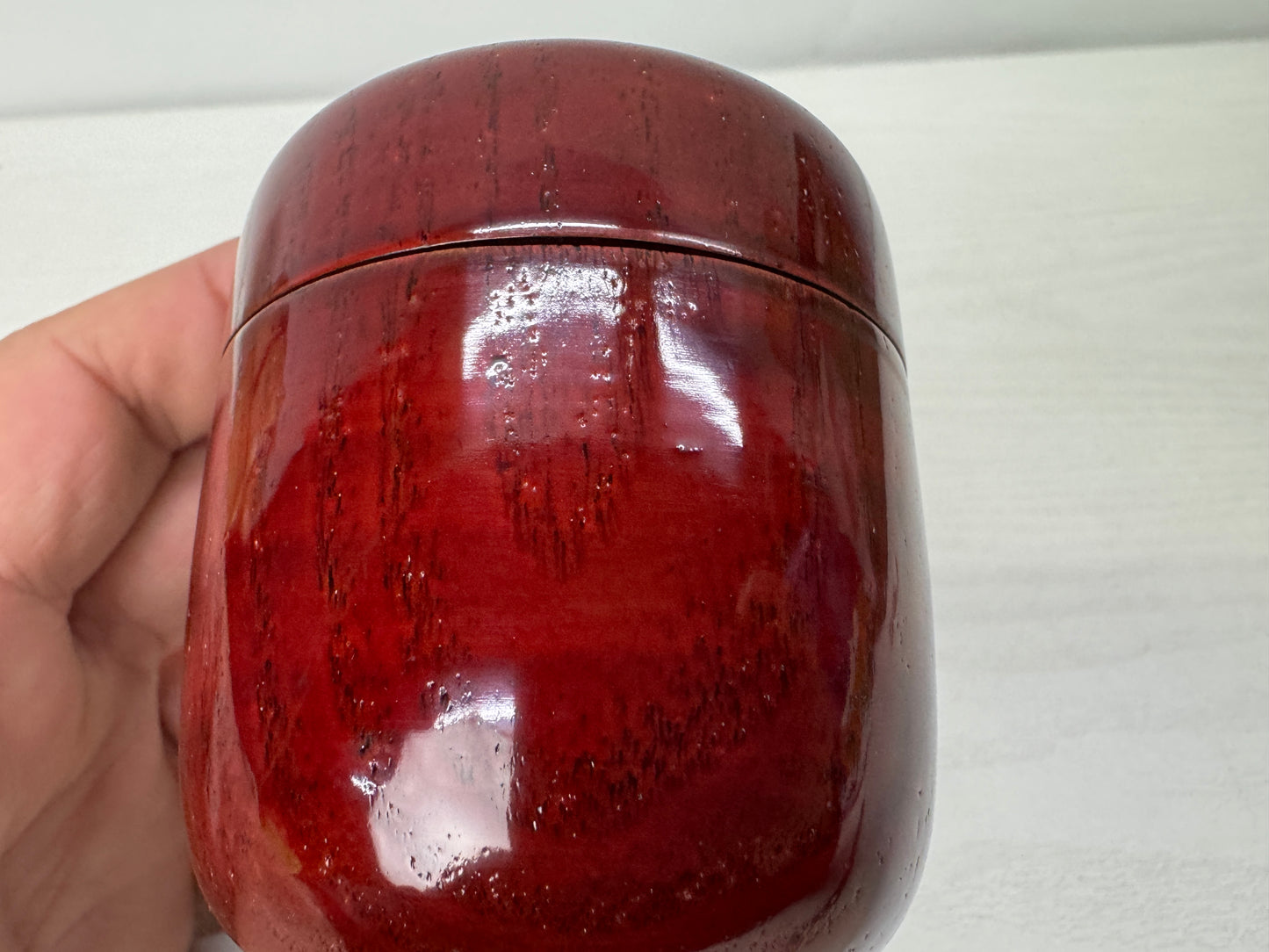 Y9930 TEA CADDY Tame-nuri Natsume signed box Japan antique matcha container