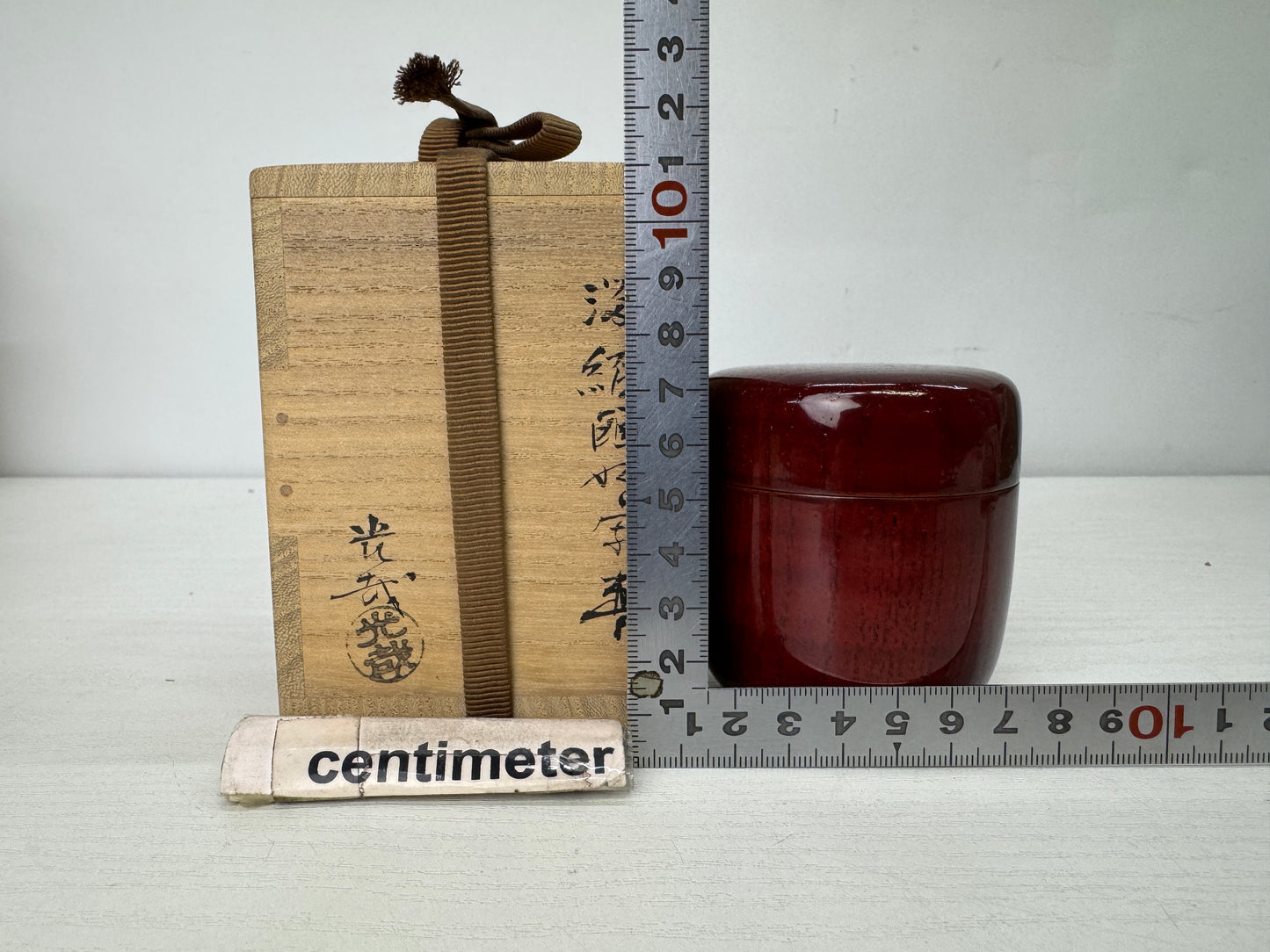 Y9930 TEA CADDY Tame-nuri Natsume signed box Japan antique matcha container