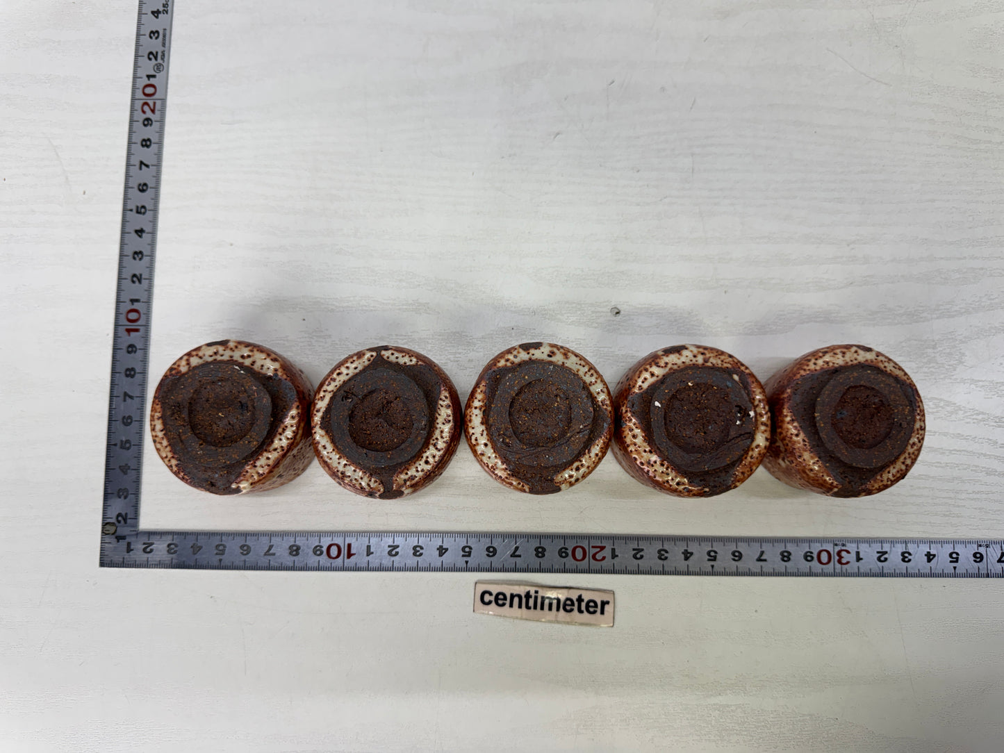 Y9931 CHAWAN Shino-ware sake cup set of 5 signed box Japan antique tableware