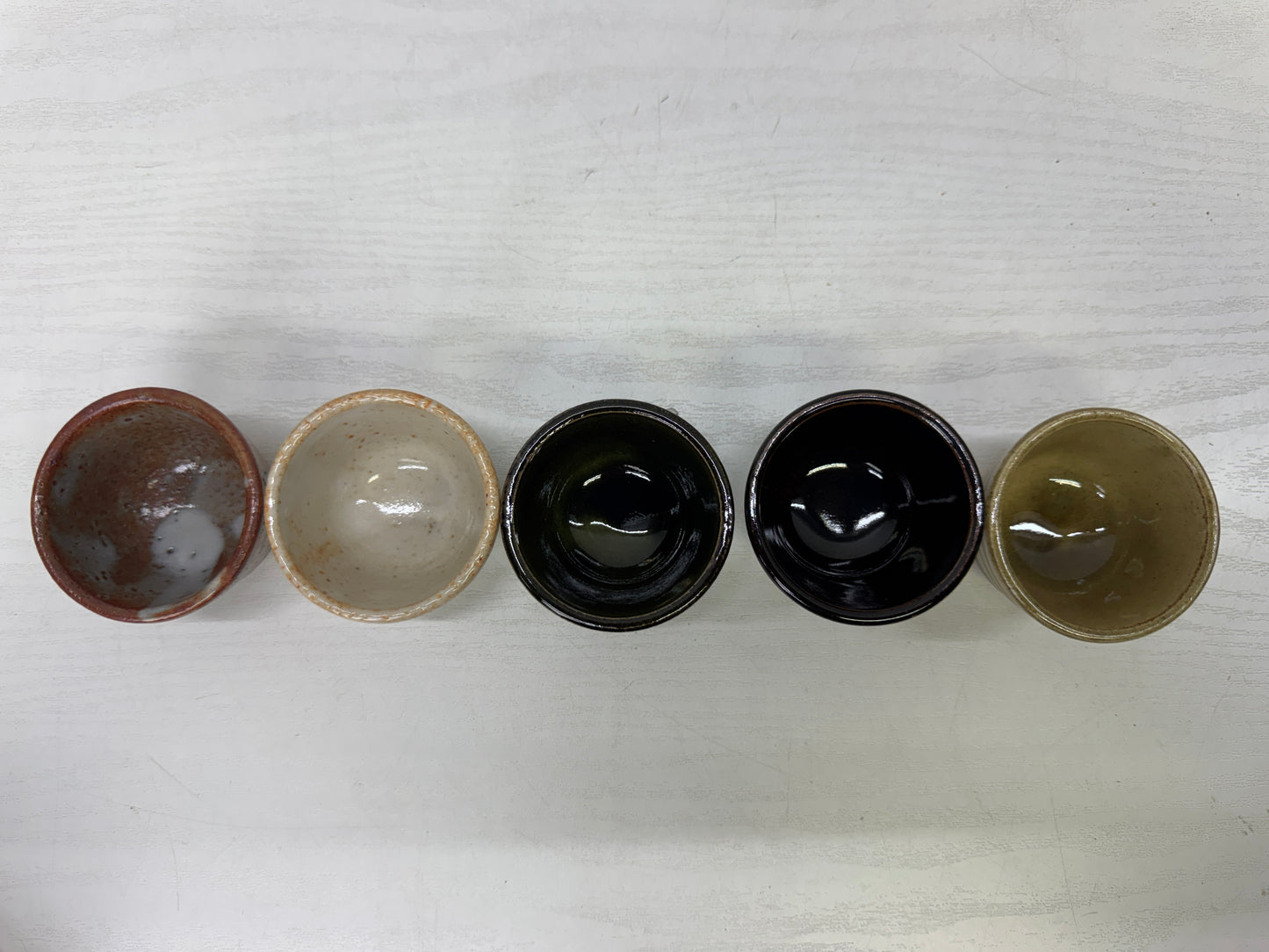 Y9933 CHAWAN Mino-ware sake cup set of 5 signed box Japan antique tableware