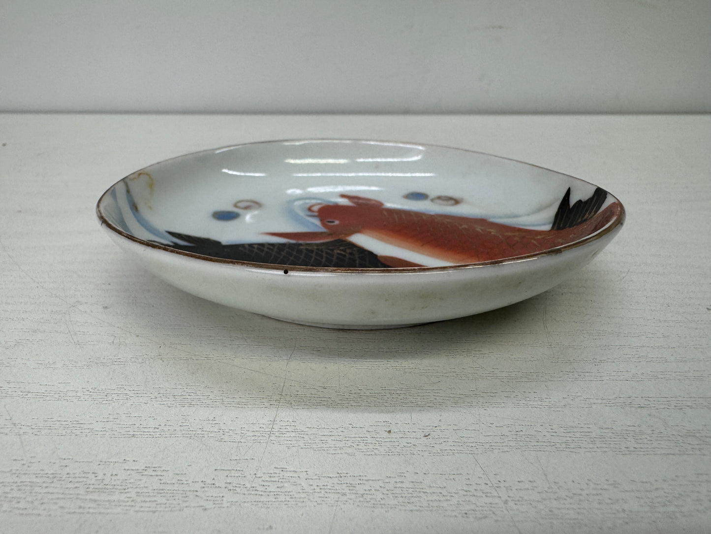 Y9935 DISH Seto-ware Carp plate set of 10 color picture Japan antique tableware